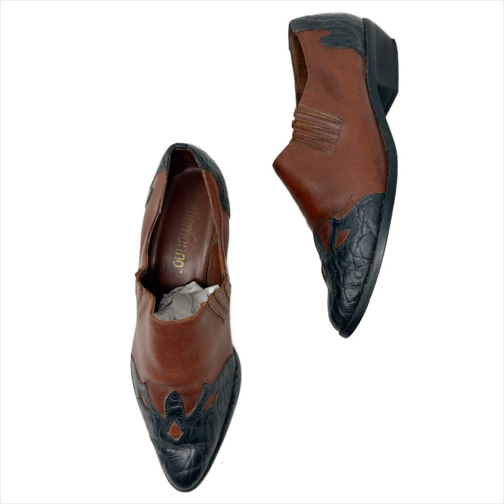 Vintage 90s Ellemenno Winona Western Booties Womens size 7 M Leather Shoes